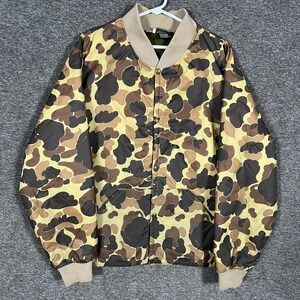 Vintage LL Bean Jacket Mens XL Brown Camo Thinsulate Nylon Bomber Made USA 80s